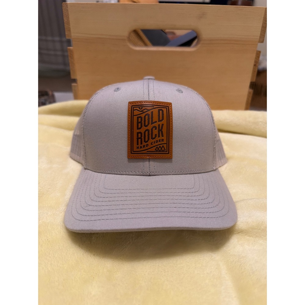 Bold Rock Hard Cider Trucker Hat Yupoong Snapback Gray Leather Patch Cap